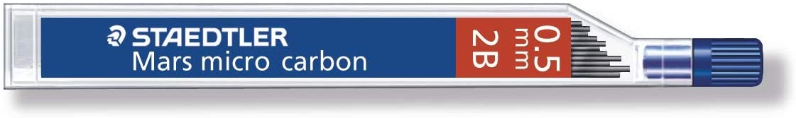 Staedtler Mars Micro Carbon 250 Tubo de 12 Minas de Grafito - Dureza 2B - Trazo 0.5mm - Alta Resiste