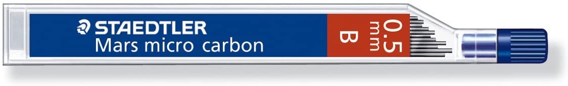 Staedtler Mars Micro Carbon 250 Tubo de 12 Minas de Grafito - Dureza B - Trazo 0.5mm - Alta Resisten