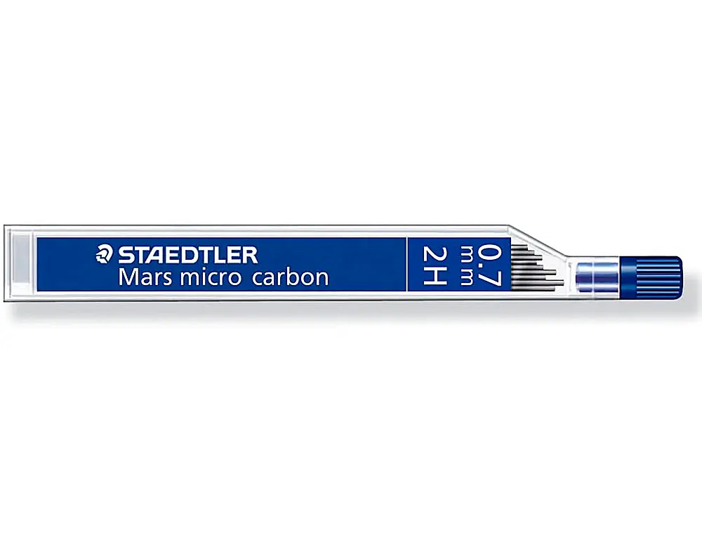 Staedtler Mars Micro Carbon 250 Tubo de 12 Minas de Grafito - Dureza 2H - Trazo 0.7mm - Alta Resiste