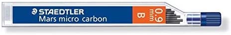 Staedtler Mars Micro Carbon 250 Tubo de 12 Minas de Grafito - Dureza B - Trazo 0.9mm -  Alta Resiste