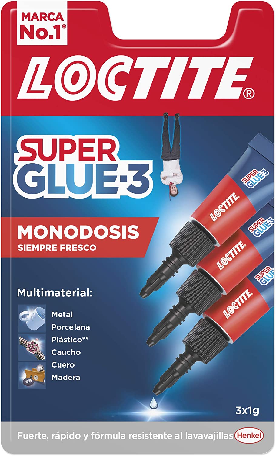 Loctite Pack de 3 Super Glue-3 Mini Trio Original - 1gr - Triple Resistencia - Adhesivo Transparente