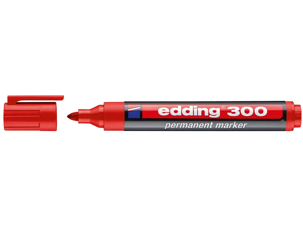 Edding 300 Rotulador Permanente - Punta Redonda - Trazo entre 1.5 y 3 mm. - Tinta Casi Inodora - Cap