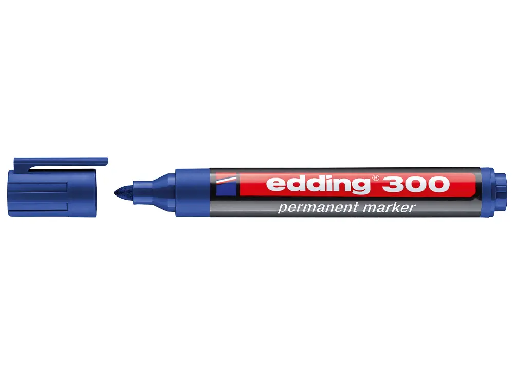 Edding 300 Rotulador Permanente - Punta Redonda - Trazo entre 1.5 y 3 mm. - Tinta Casi Inodora - Cap