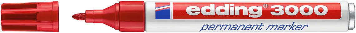 Edding 3000 Rotulador Permanente - Punta Redonda de 1.5mm - Trazo entre 1.5 y 3mm - Recargable - Sec