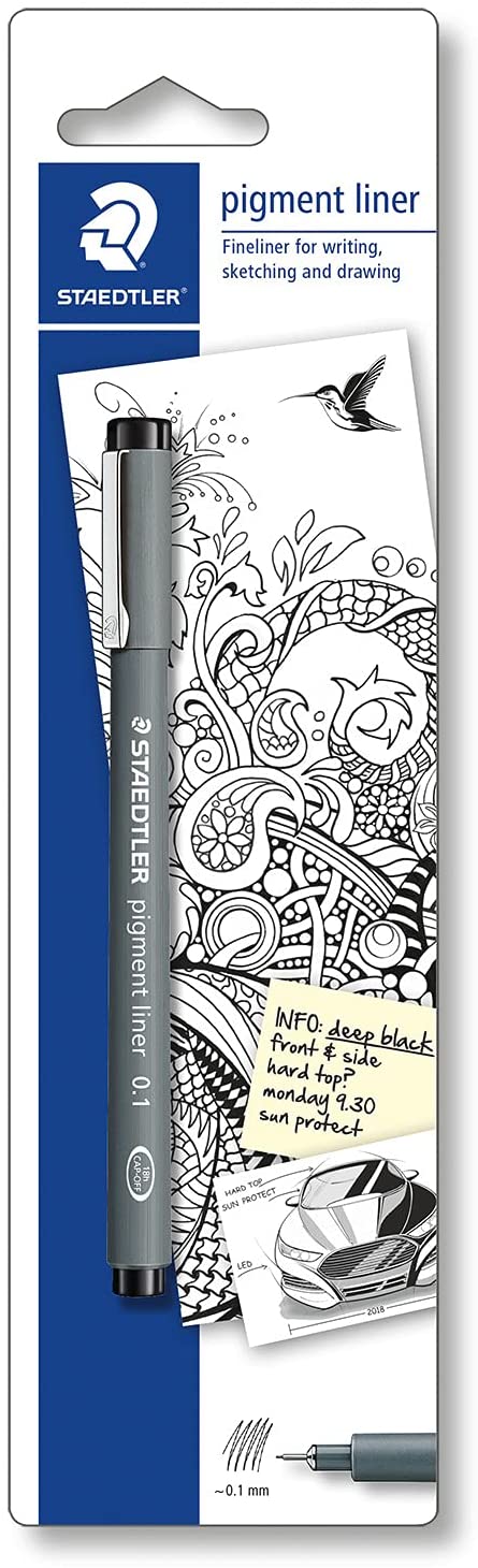 Staedtler Pigment Liner 308 Blister con Rotulador Calibrado - Trazo 0.2mm - Punta Engarzada en Metal