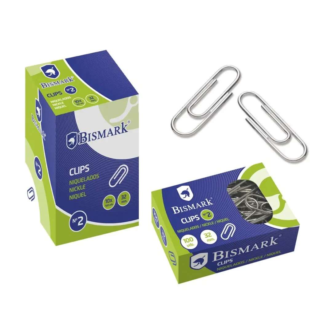 Bismark Pack de 100 Clips N2 32mm - Niquelados