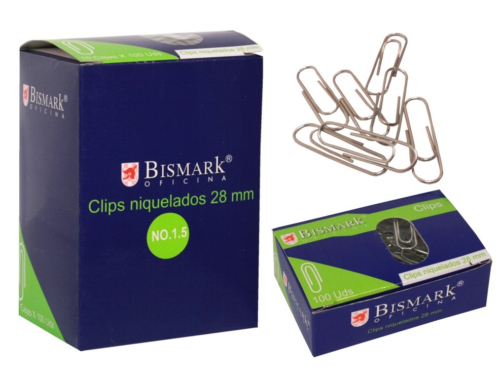 Bismark Pack de 100 Clips N�1.5 28mm - Niquelados
