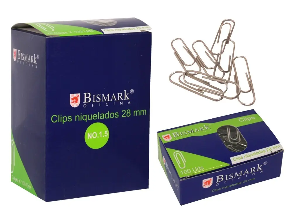 Bismark Pack de 100 Clips N�1.5 28mm - Niquelados