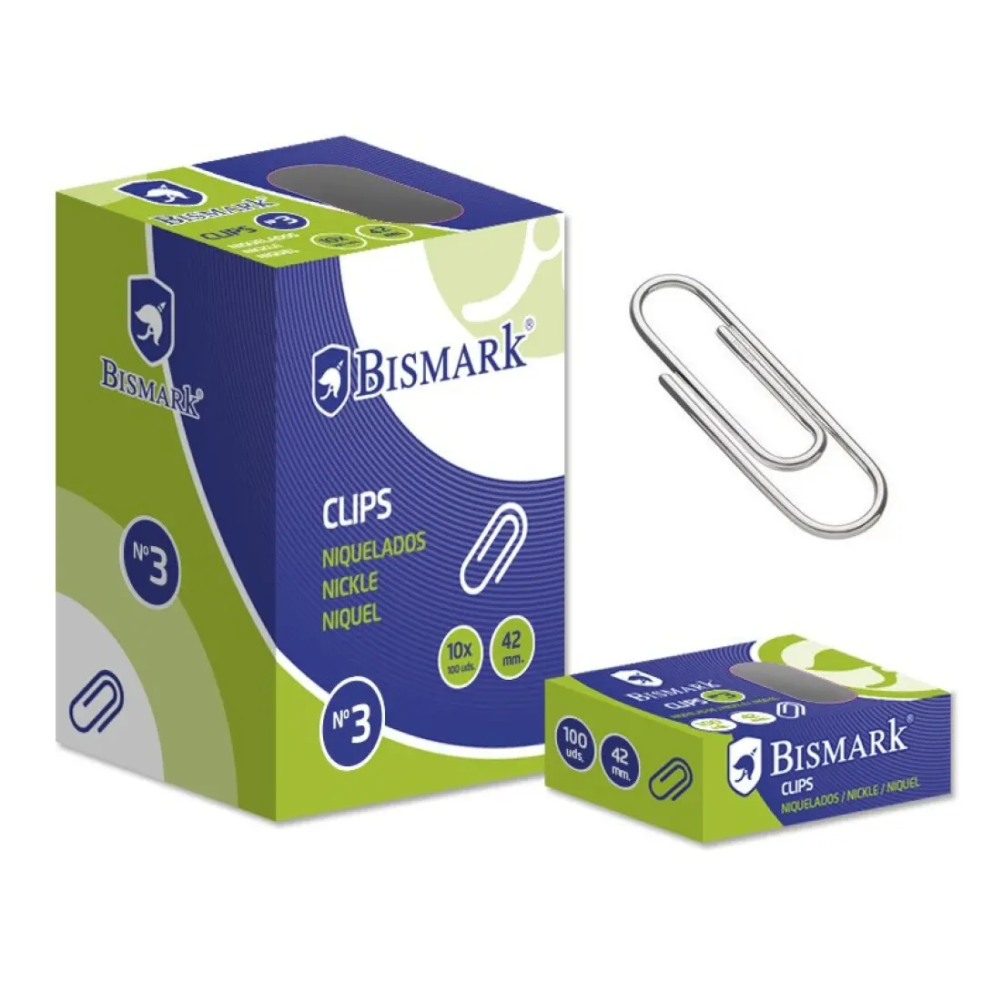 Bismark Pack de 100 Clips N3 42mm - Niquelados
