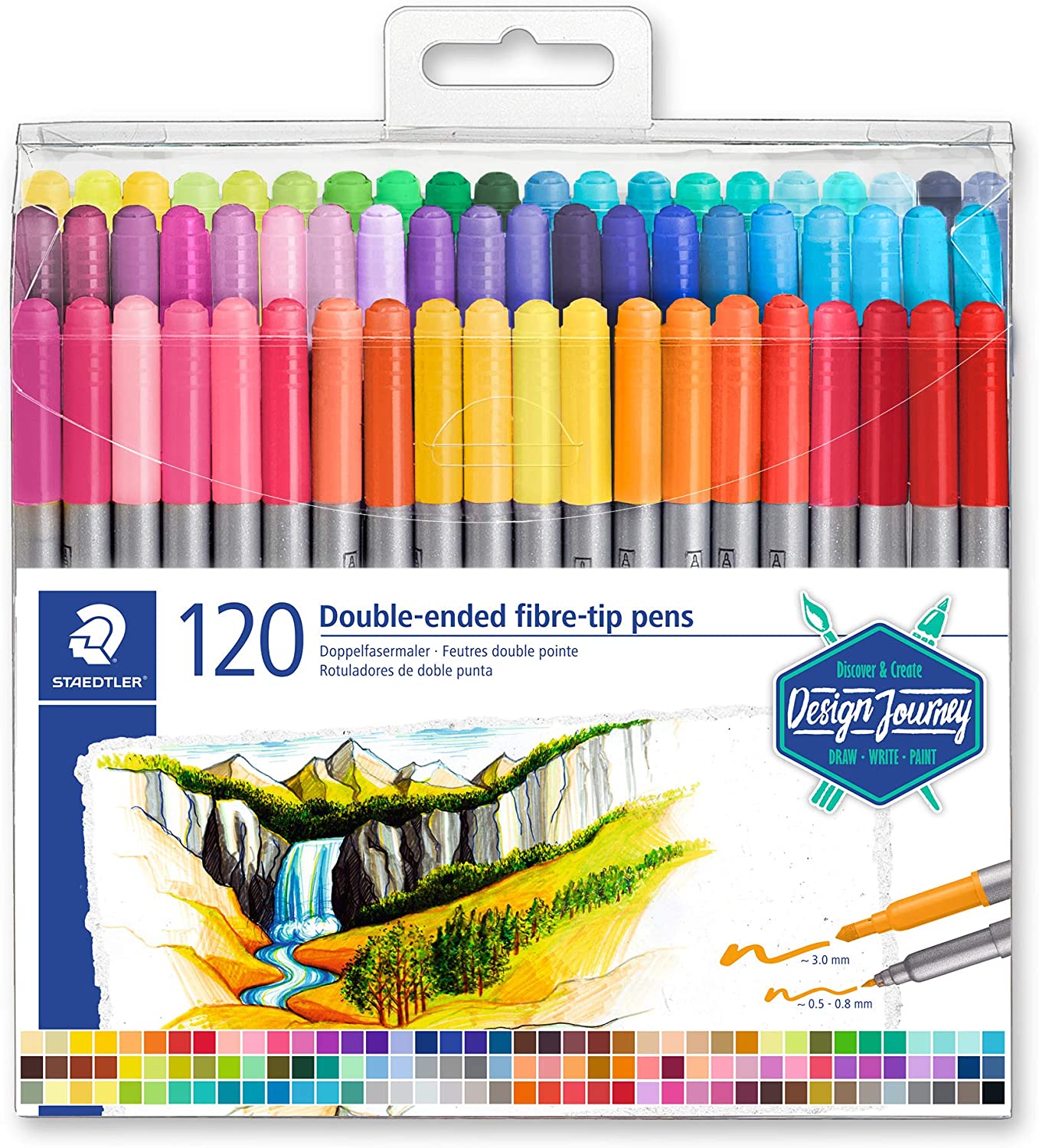 Staedtler 3200 Pack de 120 Rotuladores de Doble Punta - Resistente a la Presion - Colores Surtidos