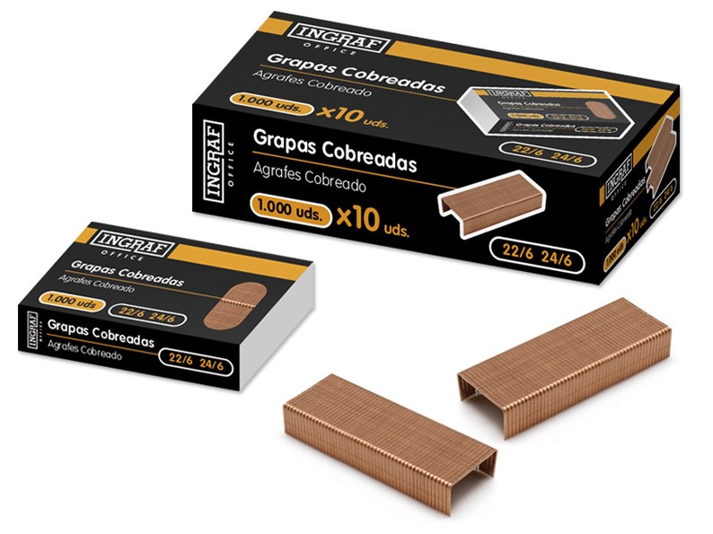 Ingraf Caja de 1000 Grapas 22/6 Cobreadas
