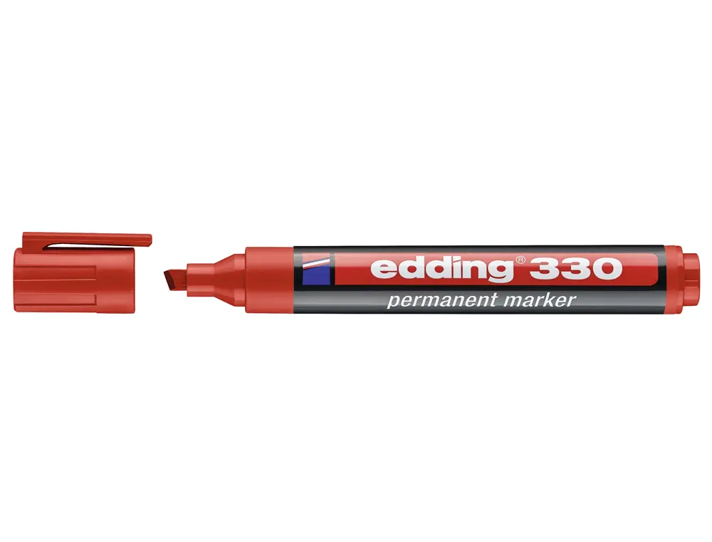 Edding 330 Rotulador Permanente - Punta Biselada - Trazo entre 1 y 5 mm. - Tinta casi Inodora - Capu