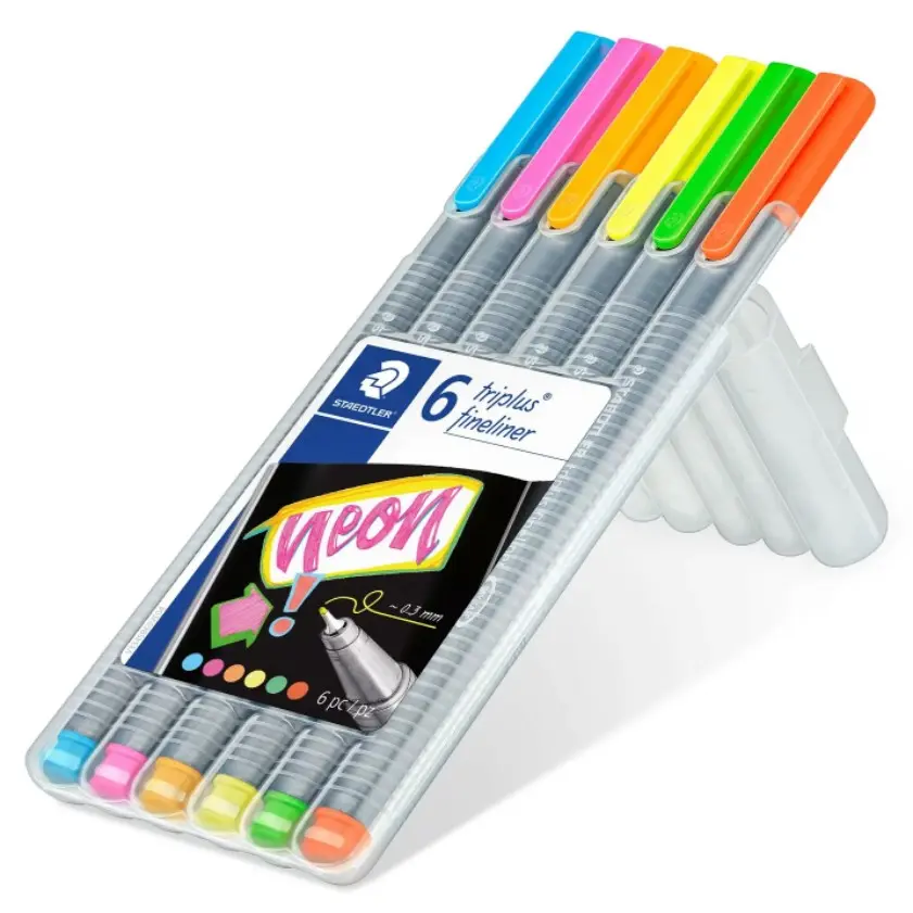 Staedtler Triplus Fineliner 334 Pack de 6 Rotuladores de Punta Fina - Trazo 0.3mm Aprox - Tinta Base