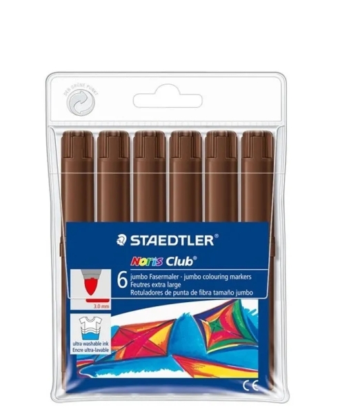 Staedtler Noris Jumbo 340 Pack de 6 Rotuladores Jumbo - Punta de Fibra - Trazo 3mm - Tapa Ventilada 