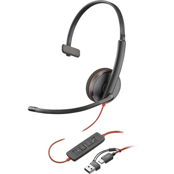 Plantronics/Poly Blackwire C3210 USB-C/USB-A Auricular Monoaural con Microfono - Almohadilla Acolcha