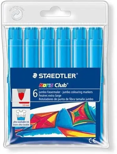 Staedtler Noris Watercolour 340 Pack de 6 Rotuladores de Gran Tamao - Trazo 3mm Aprox - Lavable Fac