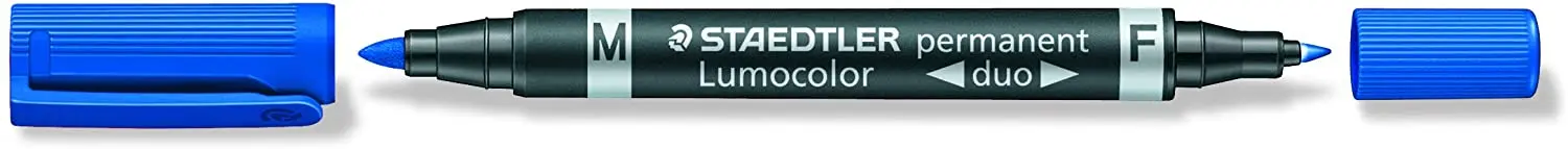 Staedtler Lumocolor 348 Rotulador Permanente de Doble Punta - Secado Rapido - Color Azul