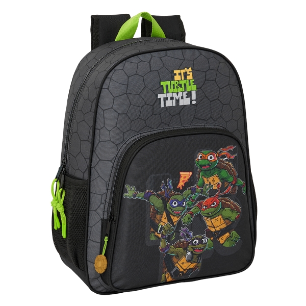 Safta Tortugas Ninja Mochila Infantil - Adaptable a Carro - Asa de Mano - Bolsillos Laterales - 33x4