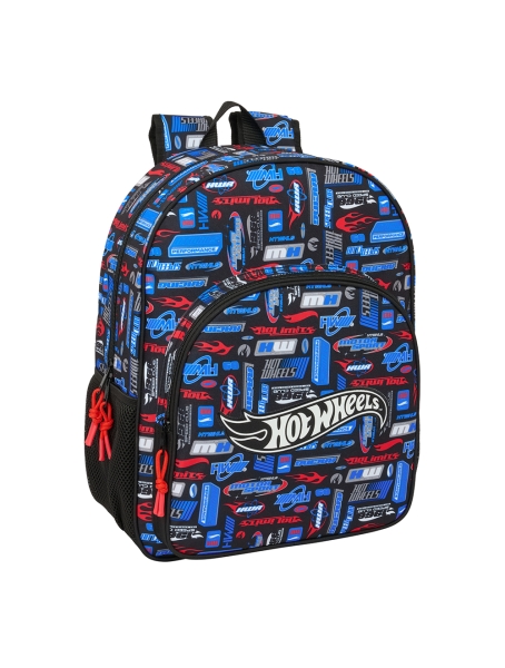 Safta Hot Wheels Mochila Infantil - Adaptable a Carro - Asa de Mano - Bolsillos Laterales - 33x42x14