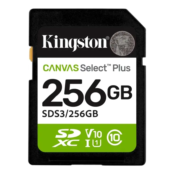 Kingston Tarjeta SDXC 256GB UHS-I Clase 10 150MB/s Canvas Select Plus