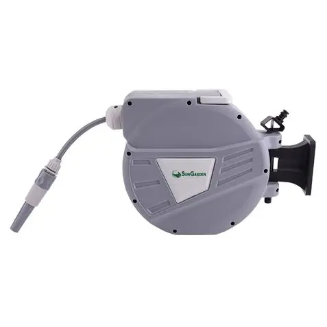 Sungarden SG0164 Manguera 10 Metros - Recogedor Automatico con Guia - Soporte Para Instalacion en Pa