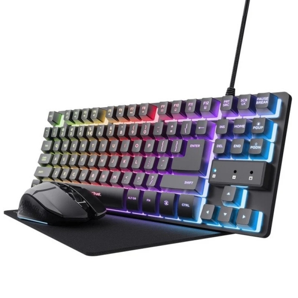 Trust GXT 794 Pack Gaming Teclado Thado TKL Iluminacion RGB + Raton Felox Inalambrico 4800dpi Ilumin