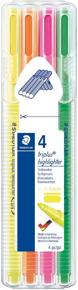 Staedtler Triplus Textsurfer 362 Pack de 4 Marcadores Fluorescentes - Trazo 1 - 4mm Aprox - Tina Bas