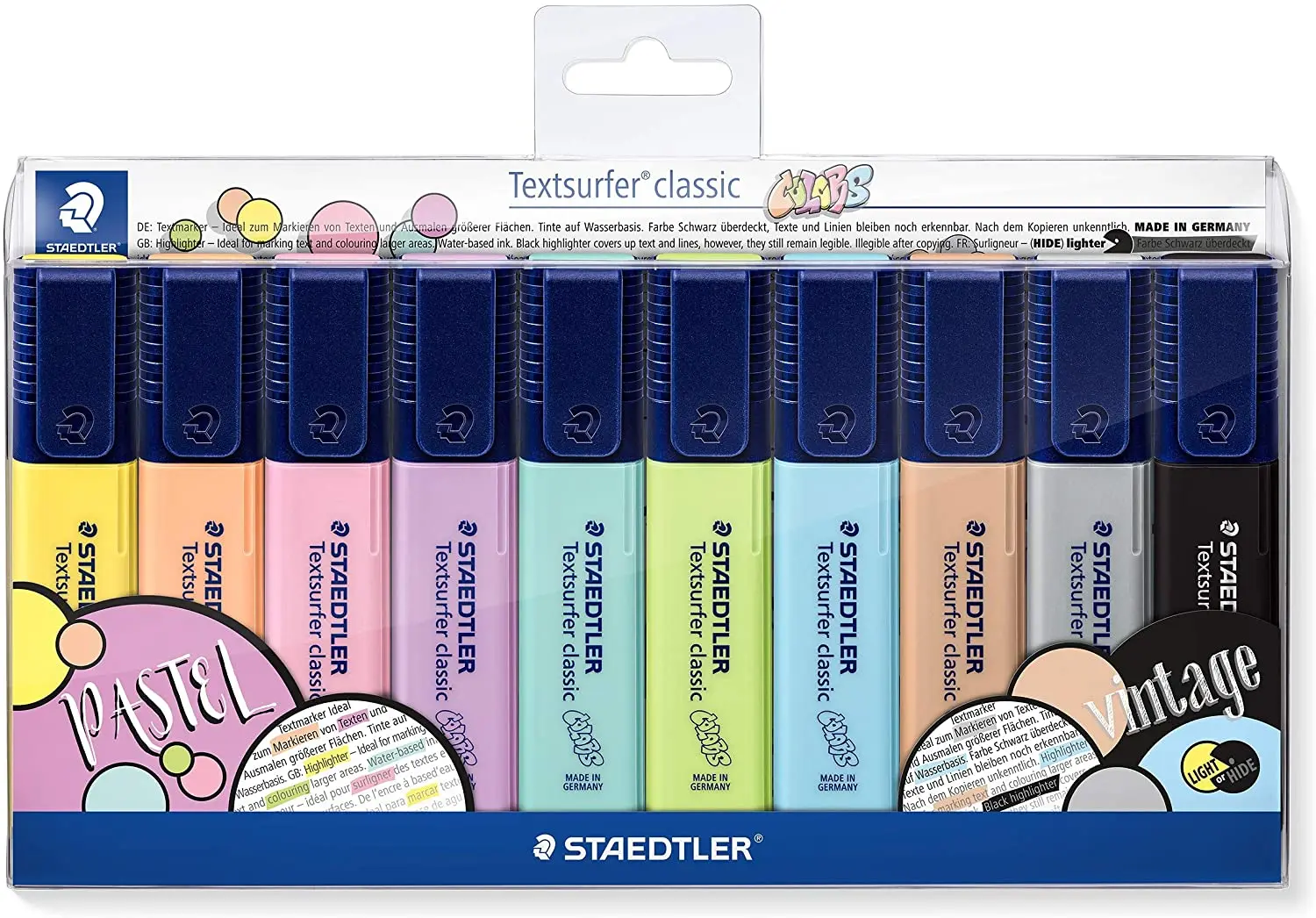 Staedtler Textsurfer Classic 364 Pack de 10 Marcadores Fluorescentes - Secado Rapido - Trazo 1 - 5mm