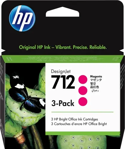 HP 712 Magenta Pack de 3 Cartuchos de Tinta Originales - 3ED78A