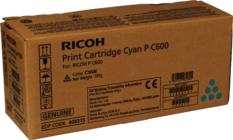 Ricoh PC600 Cyan Cartucho de Toner Original - 408315/P C600C