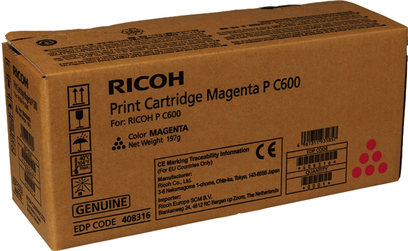 Ricoh PC600 Magenta Cartucho de Toner Original - 408316/P C600M
