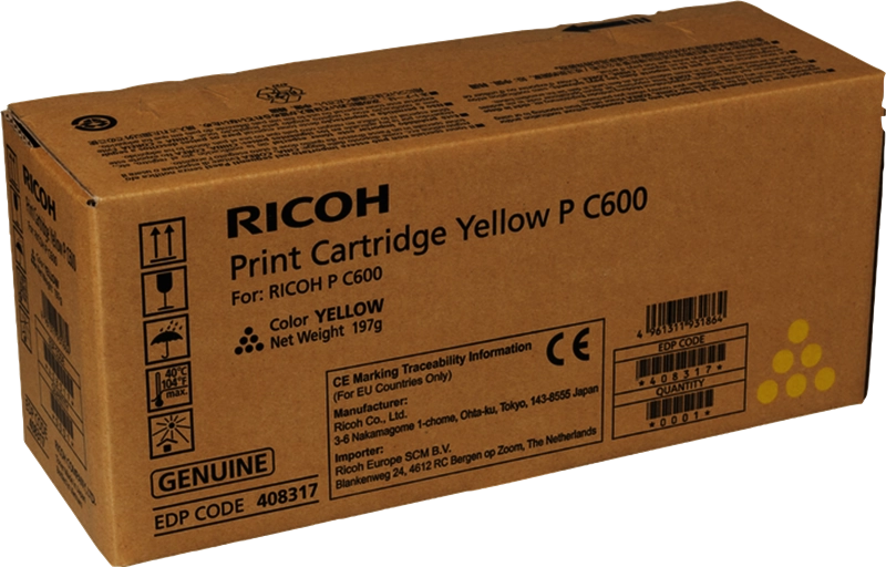 Ricoh PC600 Amarillo Cartucho de Toner Original - 408317/P C600Y