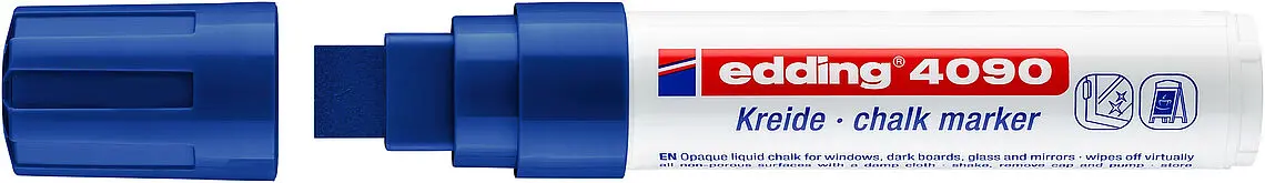 Edding 4090 Rotulador de Tiza Liquida - Punta Biselada - Trazo entre 4 y 15mm - Olor Neutro - Color 