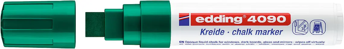 Edding 4090 Rotulador de Tiza Liquida - Punta Biselada - Trazo entre 4 y 15mm - Olor Neutro - Color 