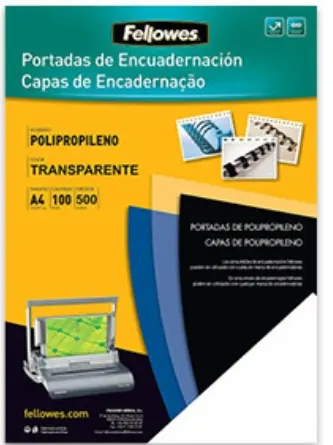 Fellowes Pack de 100 Portadas de Polipropileno A4 - 500 Micras - Acabado de Calidad - Color Transpar
