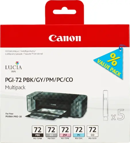 Canon PGI72 Pack de 5 Cartuchos de Tinta Originales - Negro Photo, Gris, Magenta Photo, Cyan Photo, 