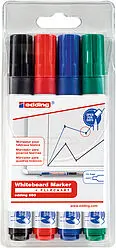 Edding 660 Pack de 4 Rotuladores para Pizarra Blanca - Punta Redonda - Trazo entre 1.5 y 3mm - Recar