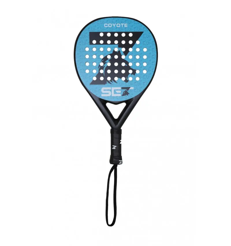 Set Coyote Pala de Padel - Forma Redonda - Marco y Cara 100% Fibra de Vidrio - Nucleo Goma Black Eva