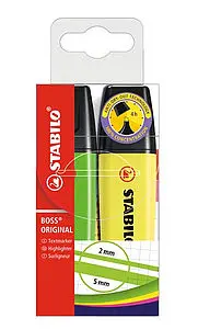 Stabilo Boss 70 Pack de 2 Marcadores Fluorescentes - Trazo entre 2 y 5mm - Recargable - Tinta con Ba