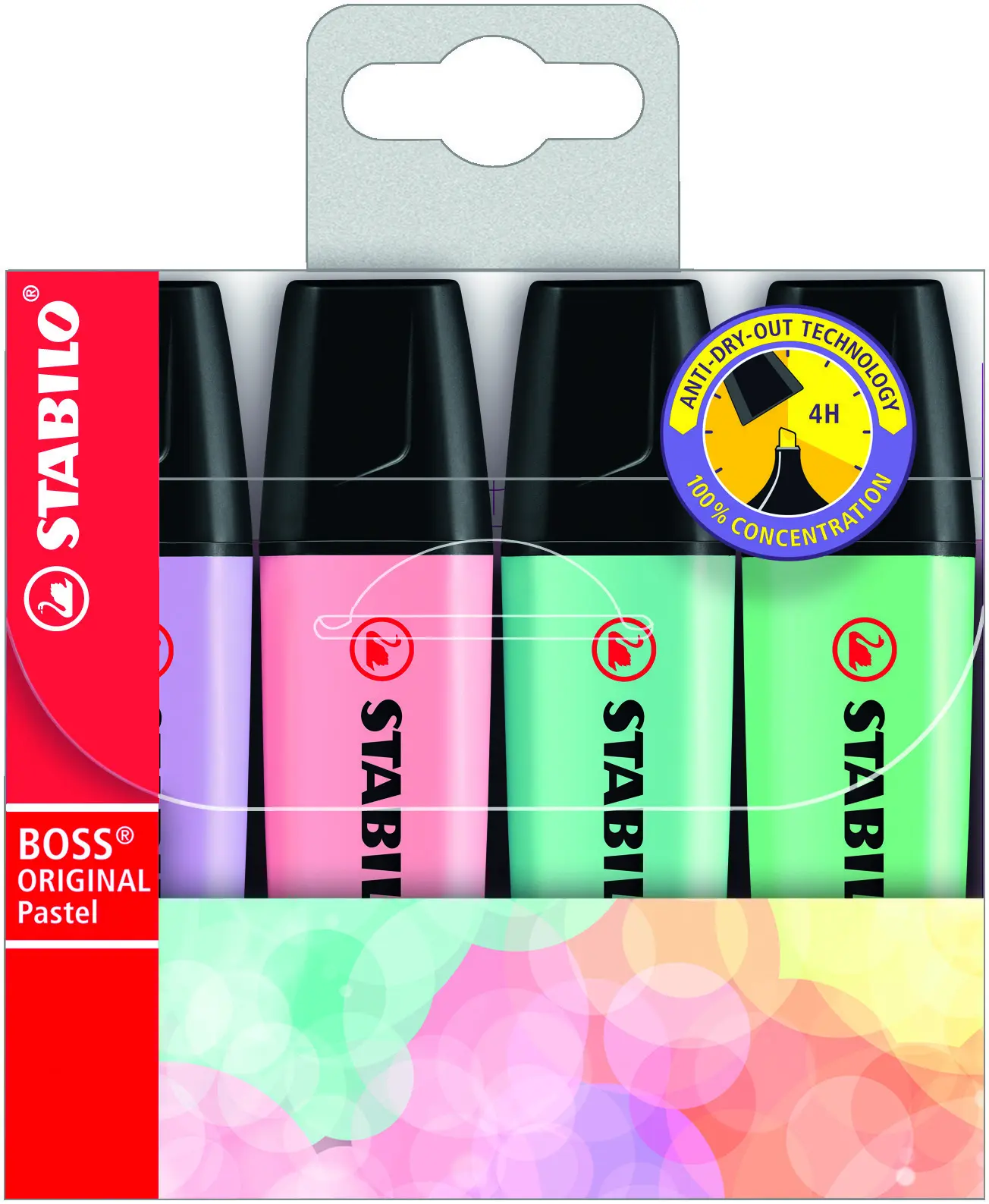 Stabilo Boss 70 Pastel Pack de 4 Rotuladores Marcadores Fluorescentes - Trazo entre 2 y 5mm - Recarg