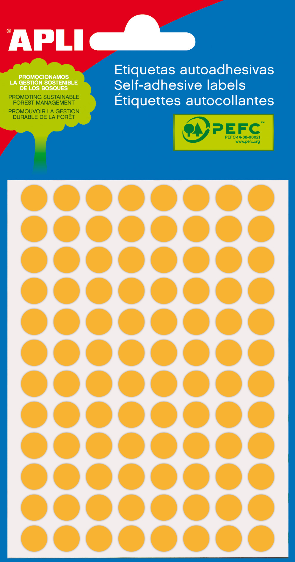 Apli Etiquetas Minibolsa Naranja Fluorescente � 8.0mm 3 Hojas