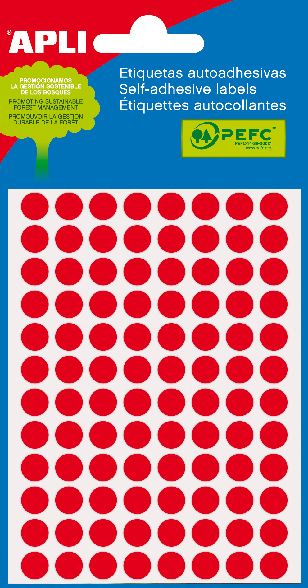 Apli Etiquetas Minibolsa Rojo Fluorescente � 8.0mm 3 Hojas