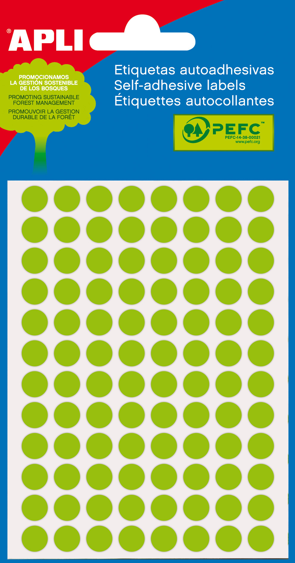 Apli Etiquetas Minibolsa Verde Fluorescente � 8.0mm 3 Hojas