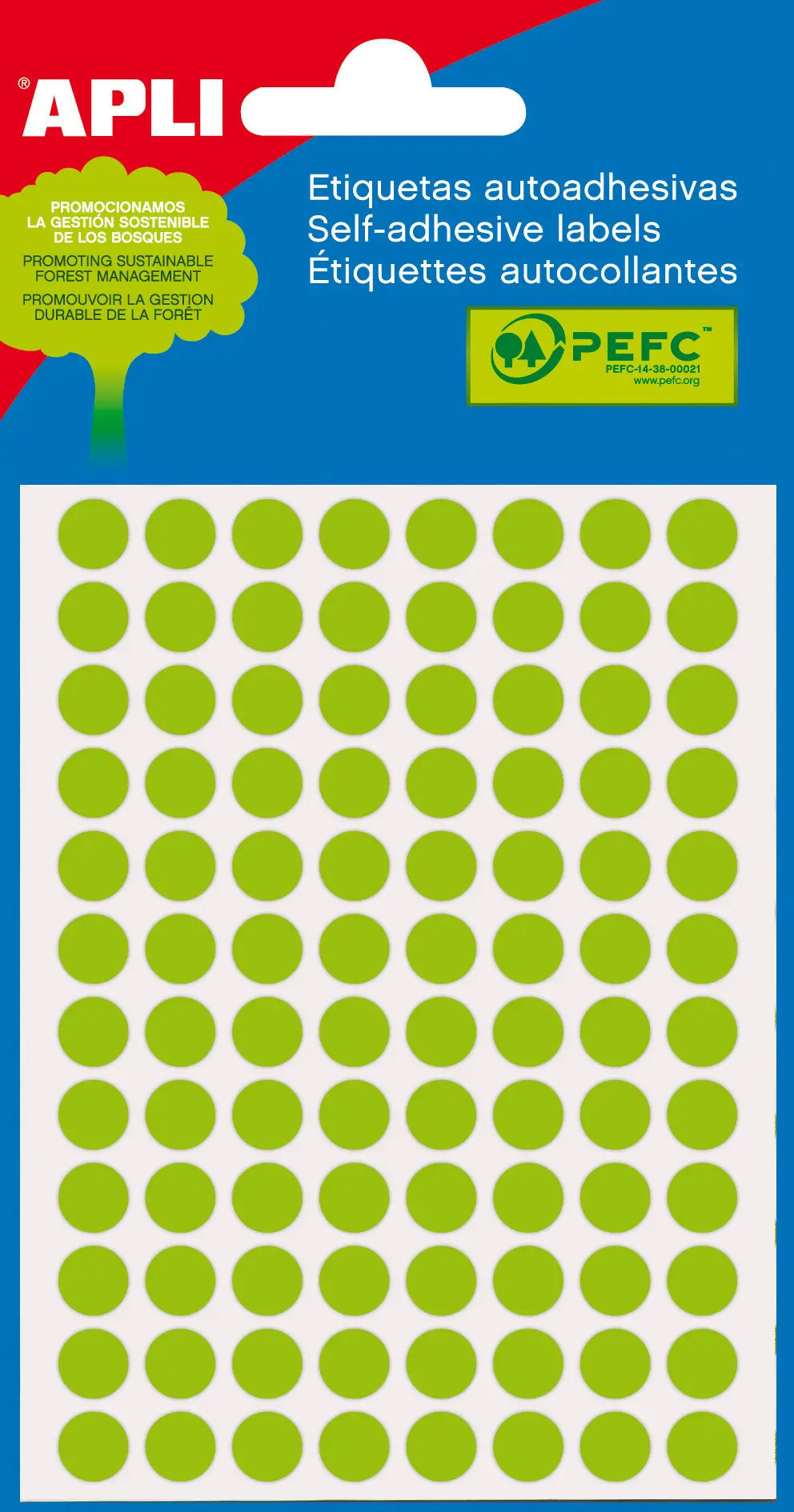 Apli Etiquetas Minibolsa Verde Fluorescente  8.0mm 3 Hojas