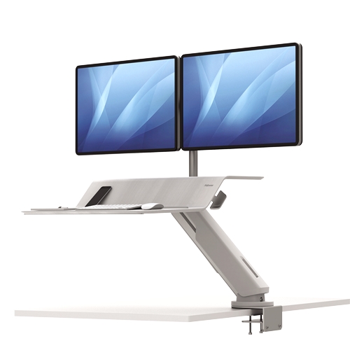 Fellowes Sit-Stand Lotus RT Estacion de Trabajo Doble - Amplia Superficie - Incluye Brazo Monitor - 
