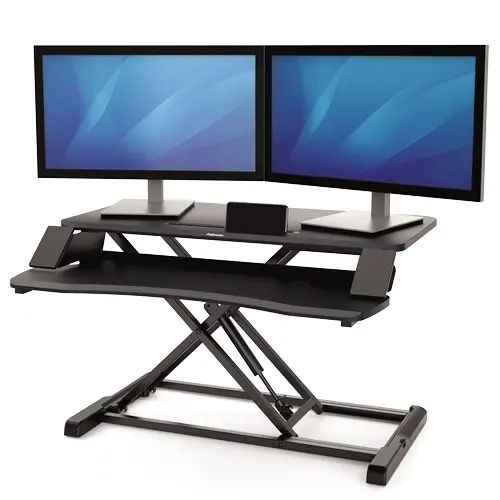 Fellowes Sit-Stand Corsivo Estaci�n de Trabajo - Sistema de Muelle a Gas - Amplia Plataforma Superio