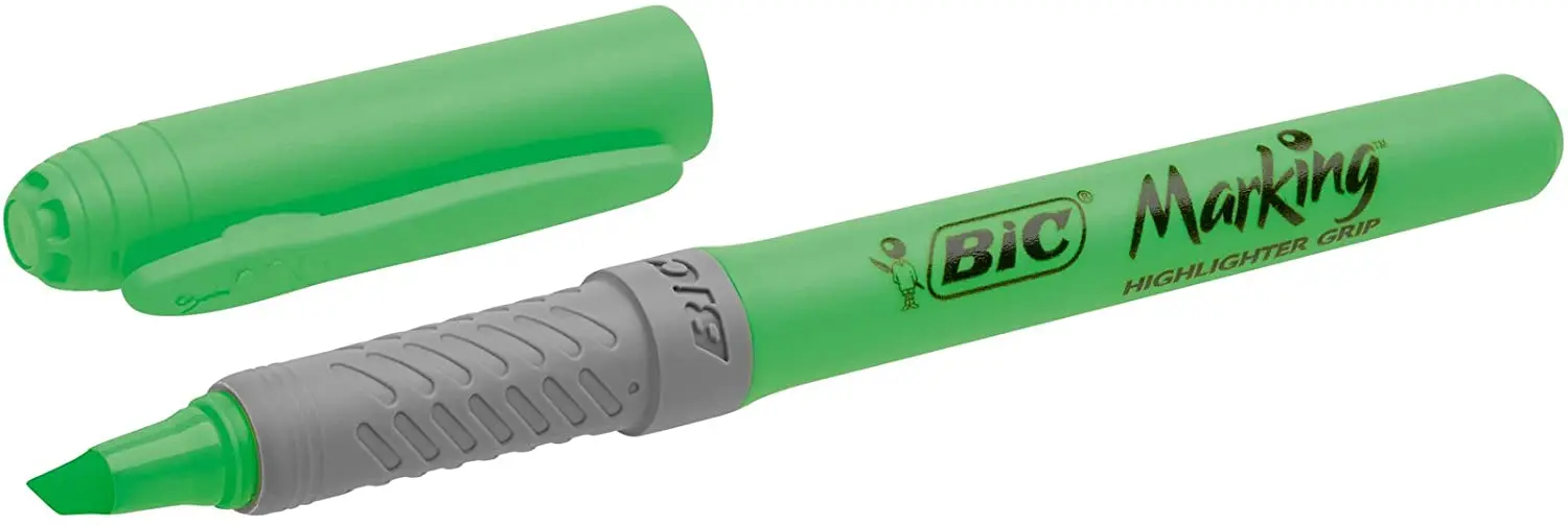 Bic Highlighter Grip Marcador Fluorescente - Tinta con Base de Agua - Punta Biselada - Trazo entre 1