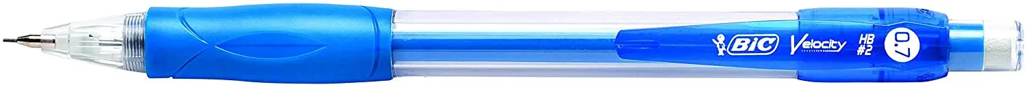 Bic Velocity Pack de 12 Portaminas 0.7mm HB con Goma - Zona Grip - Larga Duracion - Cuerpo de Colore