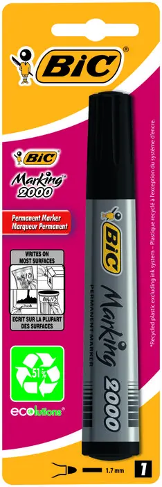 Bic Marking 2000 Ecolutions Rotulador Permanente - Tinta con Base de Alcohol - Ecologico - Secado Ra