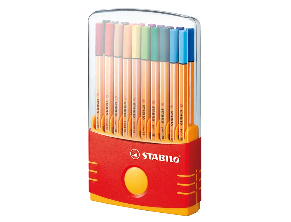 Stabilo Point 88 Pack de 20 Rotuladores de Punta Fina de Fibra - Trazo de 0.4mm. - Tinta con Base de